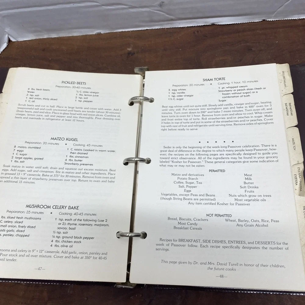 Cook Book For All Seasons Sisterhood of Temple Emanu El 1977 Jewish Cookbook